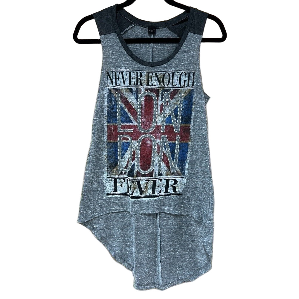Never Enough London Sleeveless Shirt With Rhinestone